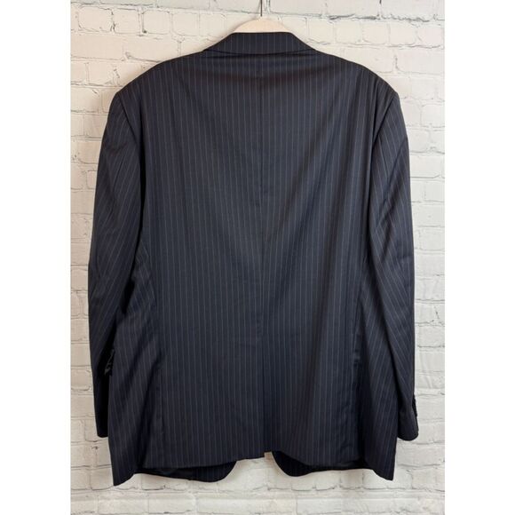 JOSEPH ABBOUD black with blue undertone 100% wool mens suit jacket blazer 48R - Picture 6 of 11